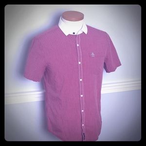 Mens Peguin button up T-shirt